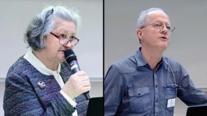 Montage av Överläkare Malgorzata Szmidt vid pykiatriveckan i Uppsala, och Verksamhetschef Paul Johansson från psykiatriveckan i Uppsala. Fotograf Tua Lilja