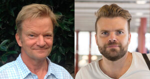 På bilden syns (tv) Herman Holm, överläkare vid vuxenpsykiatrin Malmö & (th) Nils Littorin, ST-läkare vid vuxenpsykiatrin Malmö. Foto:Privat. Bilden är ett montage