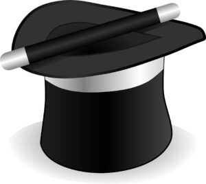 Hög hatt med trollstav