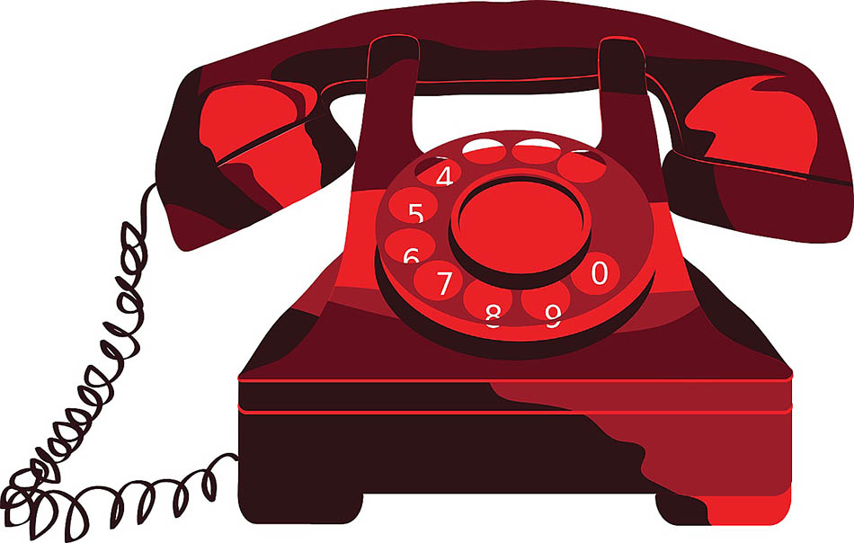 Röd telefon med gammaldags nummerskiva.. Foto: Julieta Lach Julie, Pixabay