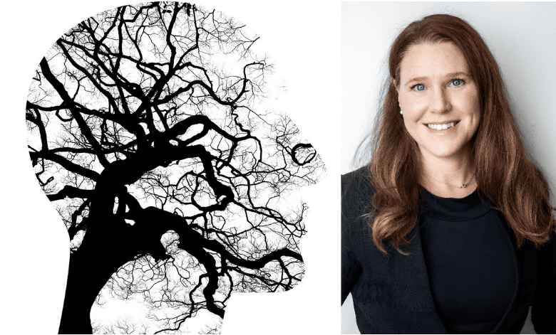 bild på hjärna och Maria Sundström från Hjärnkoll