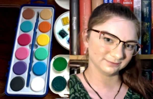 Collage med målarfärg och Fatima