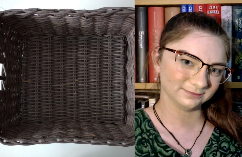 Fatima och en tom korg.