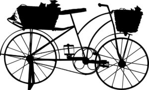 Svart cykel mot vit botten. Foto: Gordon Johnson från Pixabay