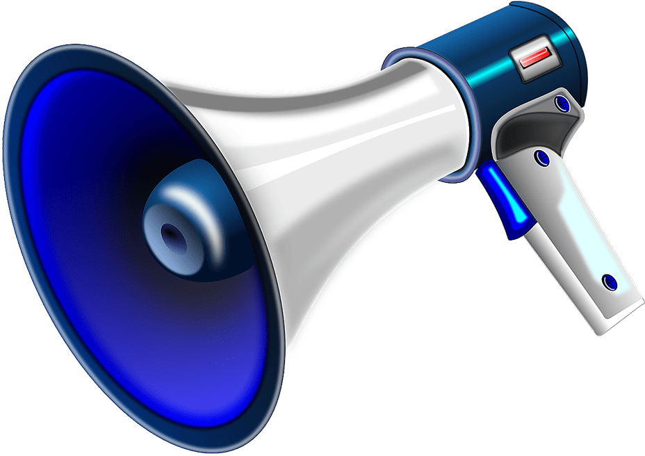 Blå och vit megafon. Foto: Pixabay