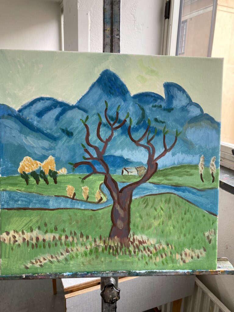 Målning Landskap av Kajsa Hede