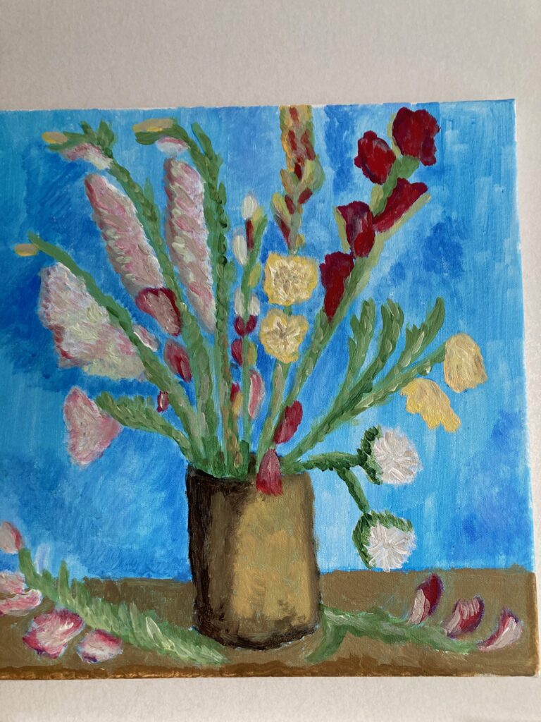 Målning Blombukett av Kajsa Hede.